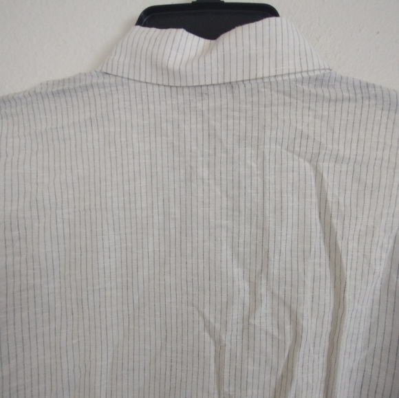 Hester & Orchard Linen Cotton Blend Striped White Blue Button-Up Shirt Small - Picture 11 of 13